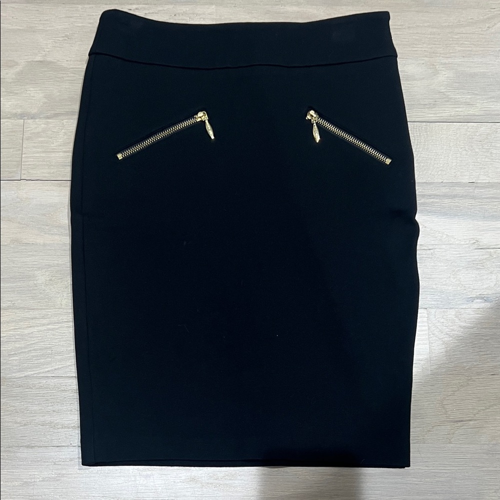 Juicy Couture Black Pencil Skirt with Gold Zippers
